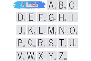 BBAXI 26pcs Scrabble Letters Stencil, Reusable Scrabble Letters for Wall Decor, DIY Crafts, Painting and Family Names (4inch)
