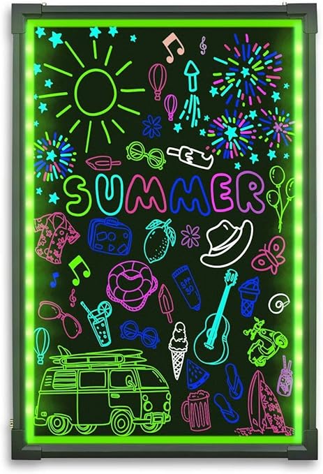 Amazon Hosim 看板 屋外 Led看板 ネオン 手書き 店頭 電光掲示板 4サイズ選択可 ウェルカムボード 玄関 店舗用 光る看板 ブラックボード 卓上 壁掛け メニューボード Led ボード 壁掛け 子供 インテリア 8色マーカー ７色点滅モード Diyメッセージ看板 蛍光 40x60cm