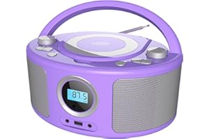 WIITHINK Portable Radio CD Player Stereo CD Player Boombox with Bluetooth/FM Radio/Remote Control/MP3/CD-R/CD-RW Playback/USB Port/AUX Input/Earphone Jack Output, Stereo Sound Audio Player(WTB-791Purple)