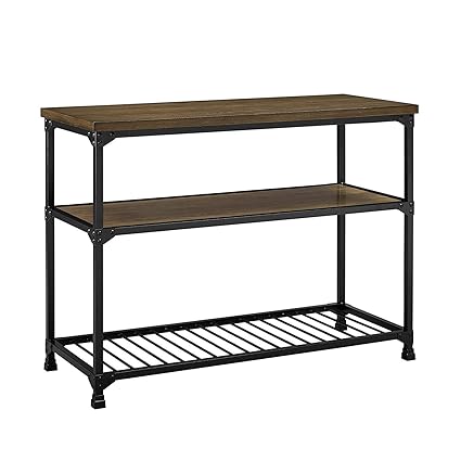 INDIAN DECOR 28253 Multifunction Kitchen CART Serving Trolley, Rustic Antique MDF Oak/Black