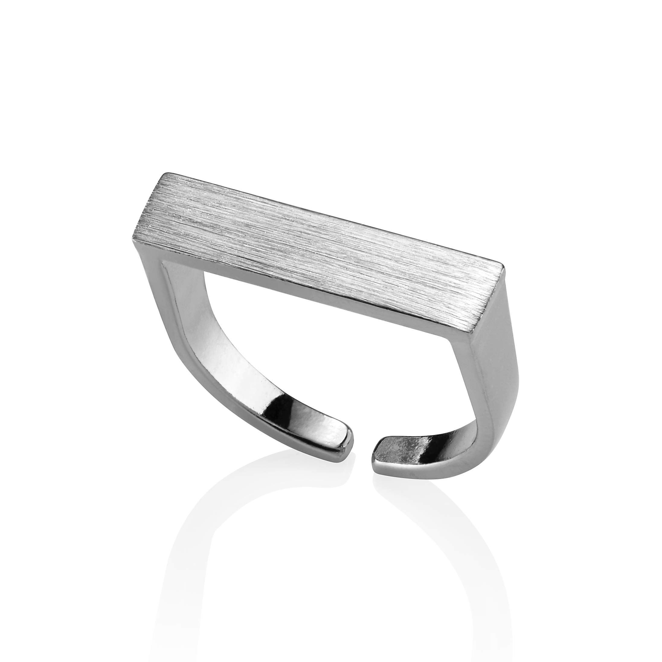 namana Plain Bar Ring for Women. Open Silver Ring with a Brushed Finish. Adjustable Rings for Women in Matte Finish. Simple Silver Rings for Teen Girls and Women. Stylish Womens Ring with Gift Box