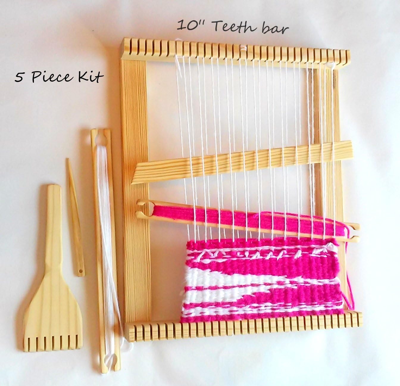 10x10 Inch Weaving Loom with Tapestry Beater,shuttles and Shed Stick. Free Needle Included