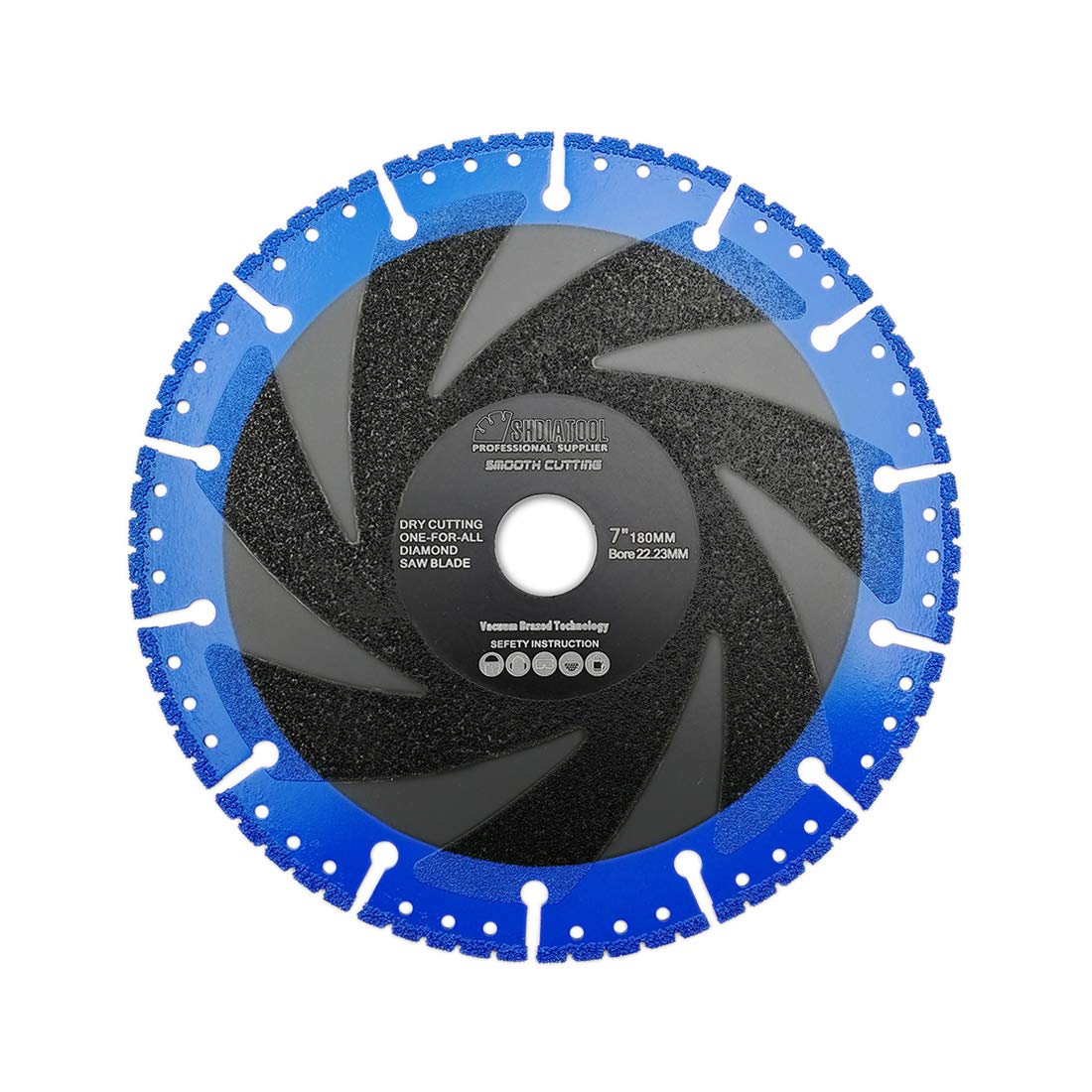 SHDIATOOL Diamond Cutting Disc 7 Inches / 180mm Vacuum Brazed Cut-off Wheel for All Purpose Demolition Blade for Stone Iron Steel Metal