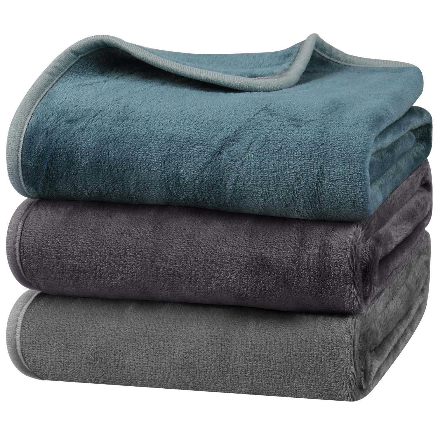 Onarway Dog Blanket for Pet Washable: Fluffy Soft Medium Throw for Cat Puppy Kitten Dogs - 3packs 70x100cm Pet Blankets for Sofa Bed Car Indoor Grey Purple Lake Green