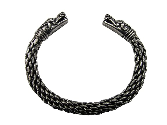 Wikinger Drachenkopf-Armreif aus Hartzinn