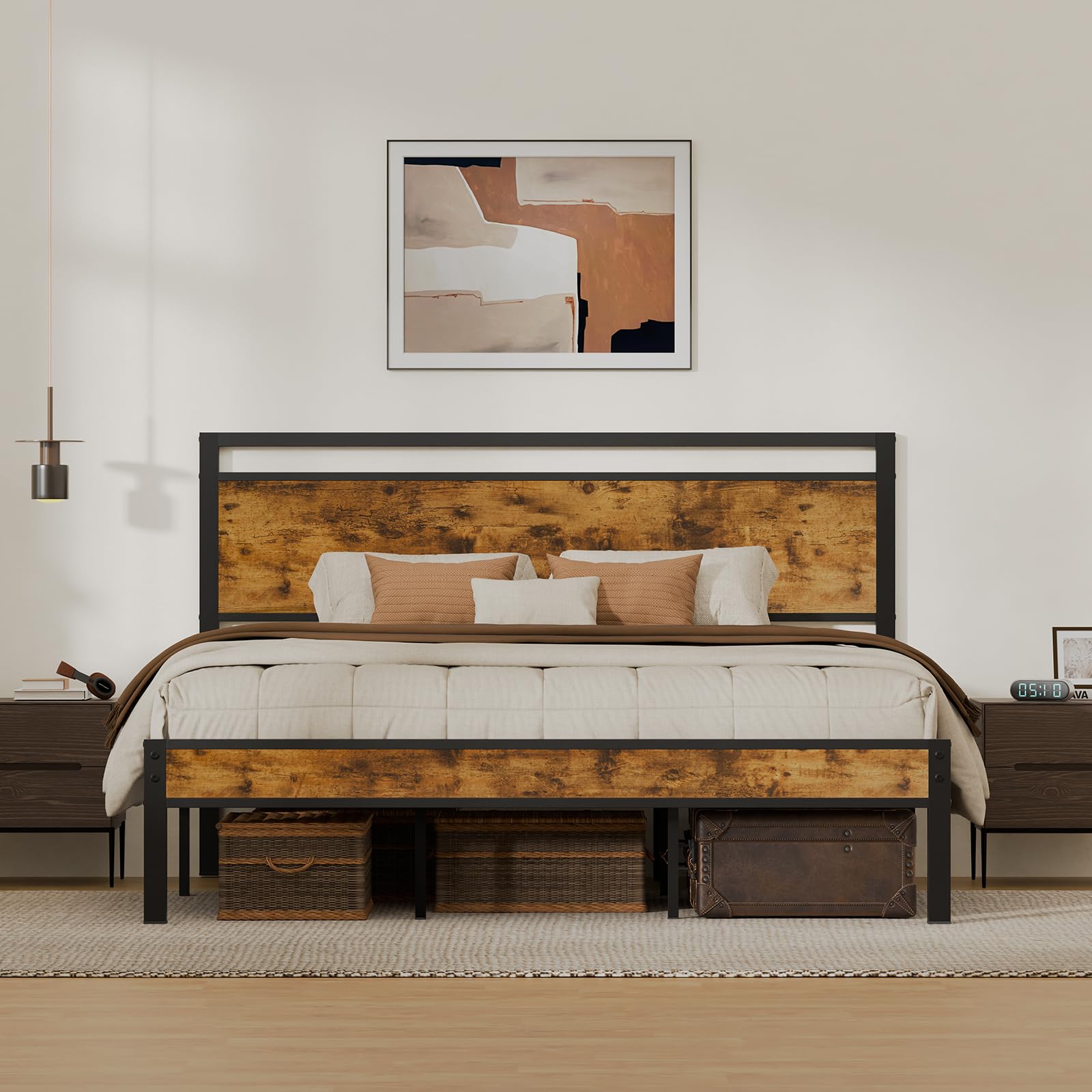 Z-hom Upgraded King Size Bed Frame, Heavy Duty