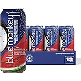 Blue Monkey Sparkling Coconut Water with Watermelon - 99.7% Coconut Water & Juice Blend - No Sugar Added, All Natural, Shelf Stable - Lightly Carbonated Tropical Beverage - 11.2oz (330ml) 12-Pack