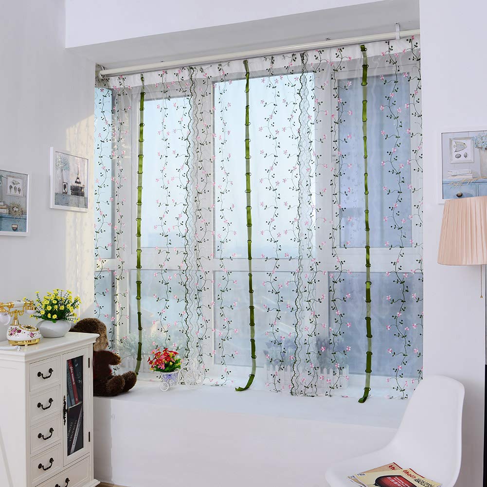 Omabeta Window Curtains Decor Excellent colour fastness Tulle Curtains Beautiful printed Sheer Curtains for bedroom living room balcony hotel (80 * 100cm)