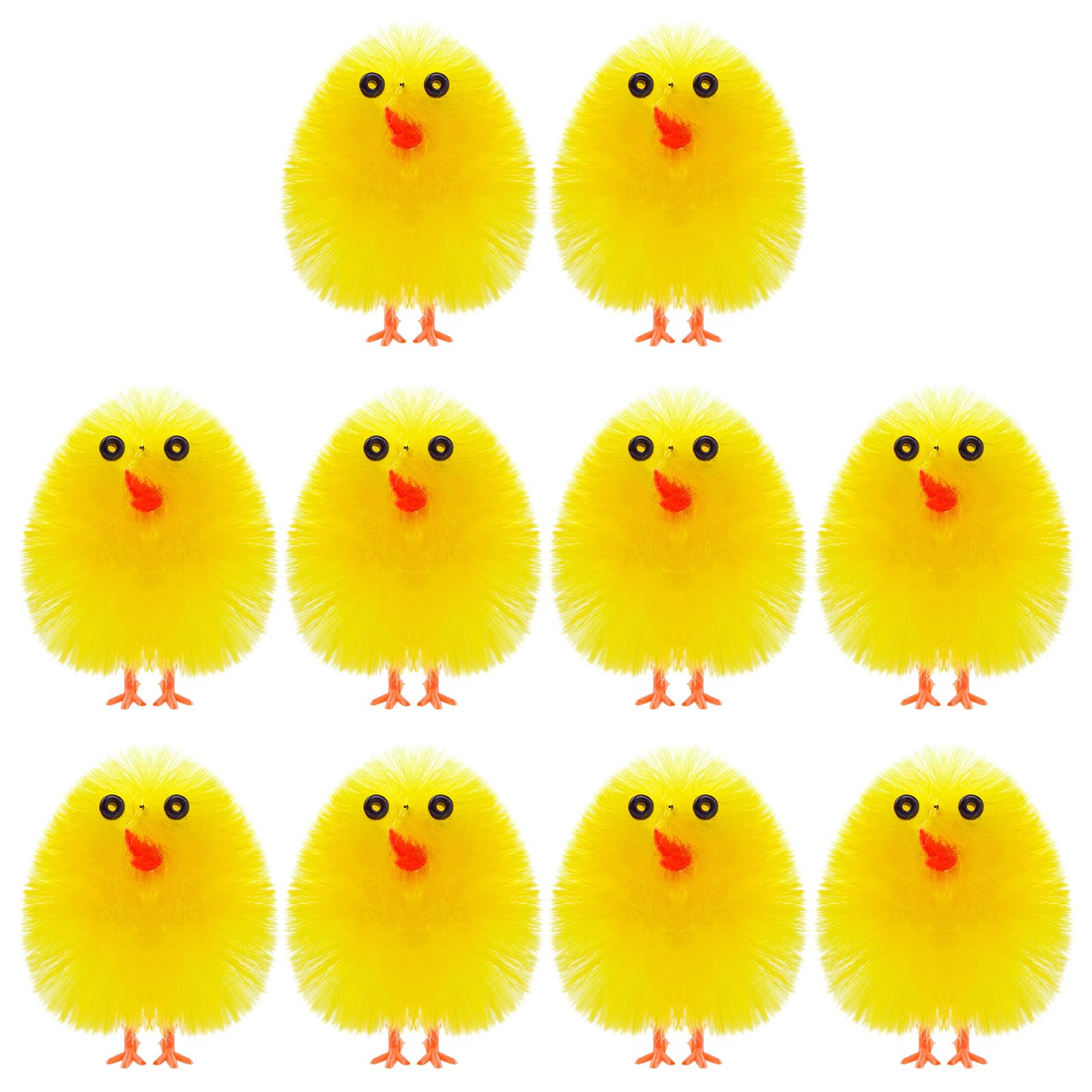 PLULON 10 Pcs Mini Chicks Easter Yellow Chickens Easter Chicks Fluffy Baby Chick Easter Chenille Chicks Easter Egg Bonnet Decorations for Easter Egg Hunt Party Favor Supplies