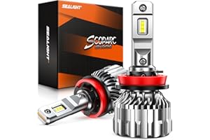 SEALIGHT H11/H9/H8 Fog Light Bulbs, 33000LM 800% Super Brighter 6500K Cool White H11 Fog Bulbs with Fan, 1:1 Halogen Mini Size, Off-Road Lights with Plug N Play, Pack of 2