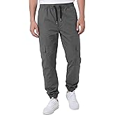 ITALYMORN Mens Lightweight Cargo Joggers with 6 Pockets Slim Fit Casual Pants Elastic Waist Outdoor Running Everyday Wear