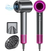 DZDVO Hair Dryer, 160000RPM Ionic Blow Dryer with Diffuser (Dark Gray) | Fast Drying Motor, 500M Ionic Negative for Reduce Frizz, Smooth Salon-Style Results, for Curly, Thick and Fine Hair Styling