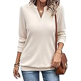 EADINVE Womens V Neck Long Sleeve Sweatshirts Lightweight Pullover Cute Fashion Cute Fall Clothes Tunic Tops 2025