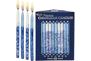 Rite Lite Premium, Pack of 45 Chanukah Candles, Splash Blue and White, for Your Hanukkah Menorah