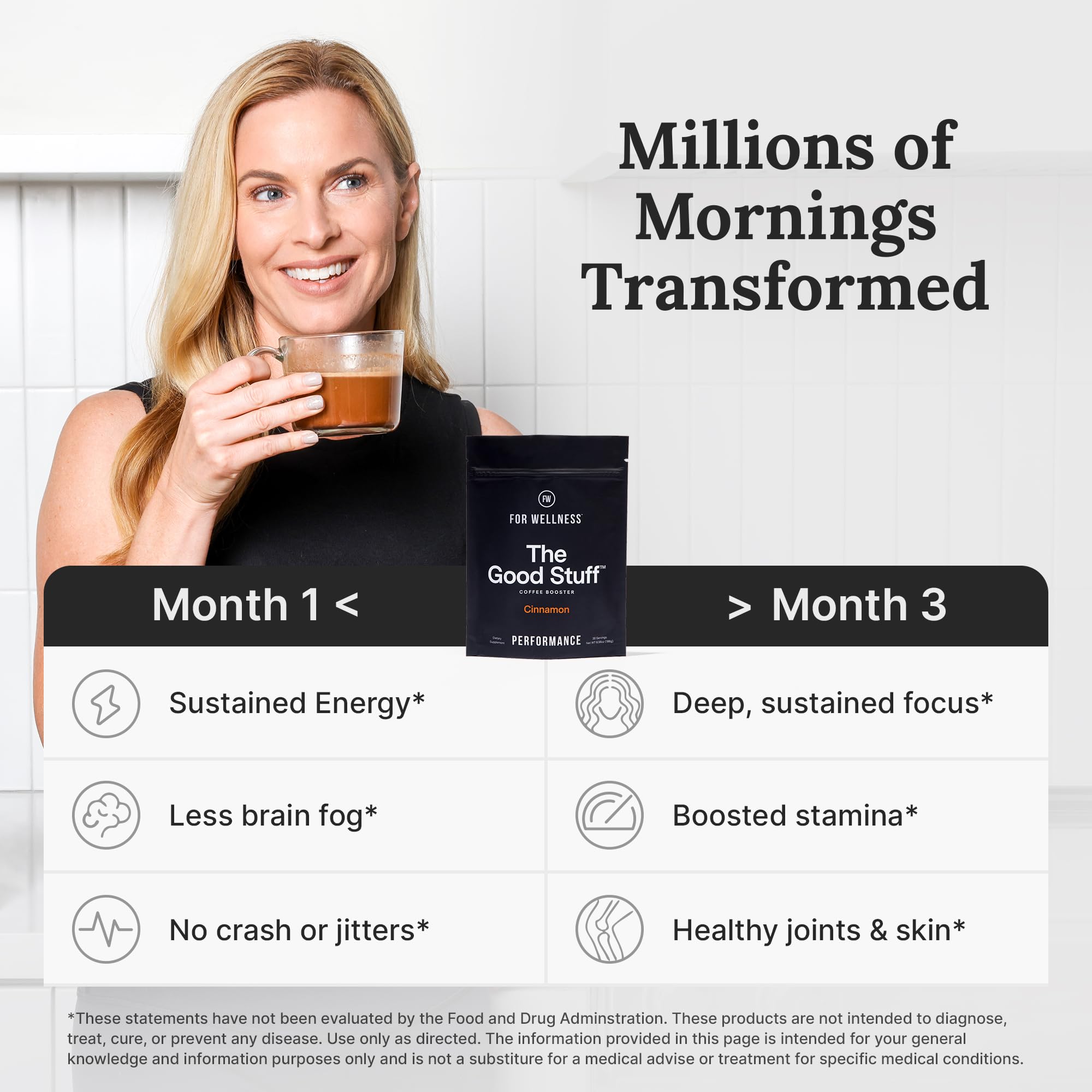 For Wellness The Good Stuff Performance – Coffee Booster | Collagen + MCT Powder Supplement with L-Theanine and Antioxidants for Jitter-Free Energy & Stamina | Non-Dairy, Keto-Friendly, 30 Servings