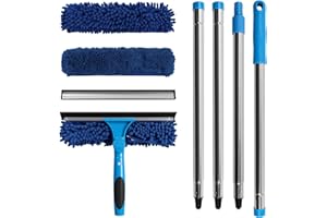 Terafeels 66.92in / 170cm Window Cleaning Tools, Window Squeegee: 2 in 1 Double-Sided Professional Cleaner Window Washing Kit
