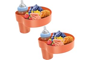 SSPONT [2 Packs] Kids Car Seat Tray, Travel Tray with Cup Holder for Toddler, Kids Car Seat Food Snack Tray for Road Trip, Stroller snack tray travel must haves - Orange