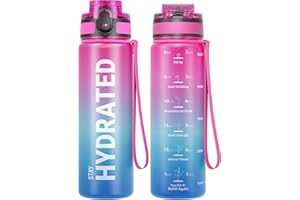 Sahara Sailor Water Bottle, 17oz Motivational Sports Water Bottle with Time Marker - Times to Drink - Tritan, BPA Free, Wide 