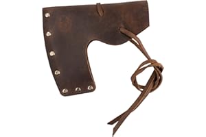 Valhalla Gear, Riveted Axe Head Sheath with String, Protector Case, Blade Safety Sleeve, Lumberjack, Camping Accessories, Full Grain Leather, Handmade, Bourbon Brown