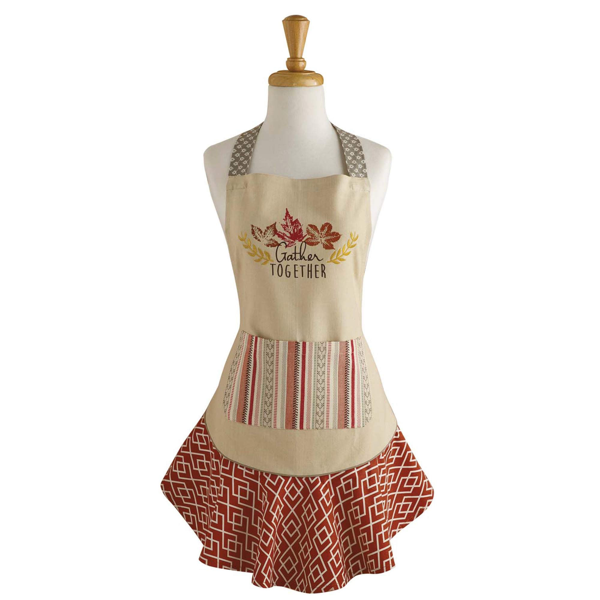 DII Women's Fall & Thanksgiving Kitchen Apron, Adjustable Long Waist Ties, Gather Together — image 1