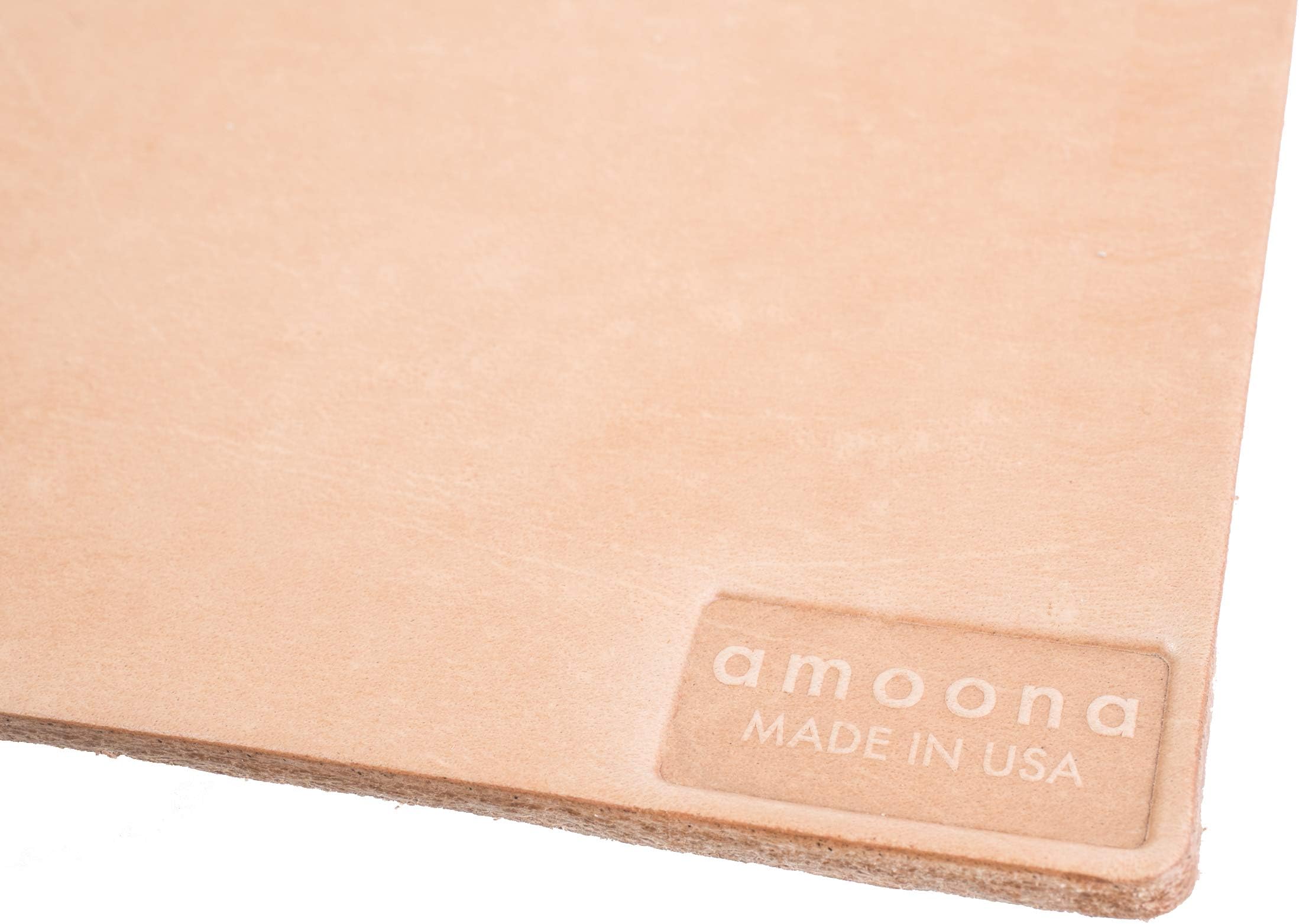 amoona Natural Vegetable Tan Rustic Full Grain Leather Desk Mouse Pad Writing Mat. Handcrafted in USA. Family Owned & Operated. 9" x 8" Mouse Pad (w/o stitching) Natural