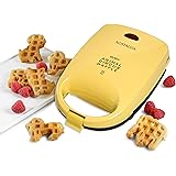 Nostalgia MyMini Personal Electric Animal Circus Waffle Maker, Waffle Iron makes Cat, Dog, Elephant, Lion, Yellow