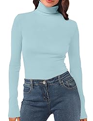Womens Long Sleeve Turtleneck T-Shirts Mock Neck