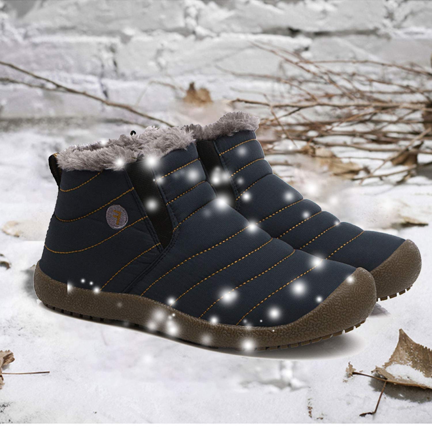 JACKSHIBO Women Men Fully Fur Lined Waterproof AntiSlip Outdoor