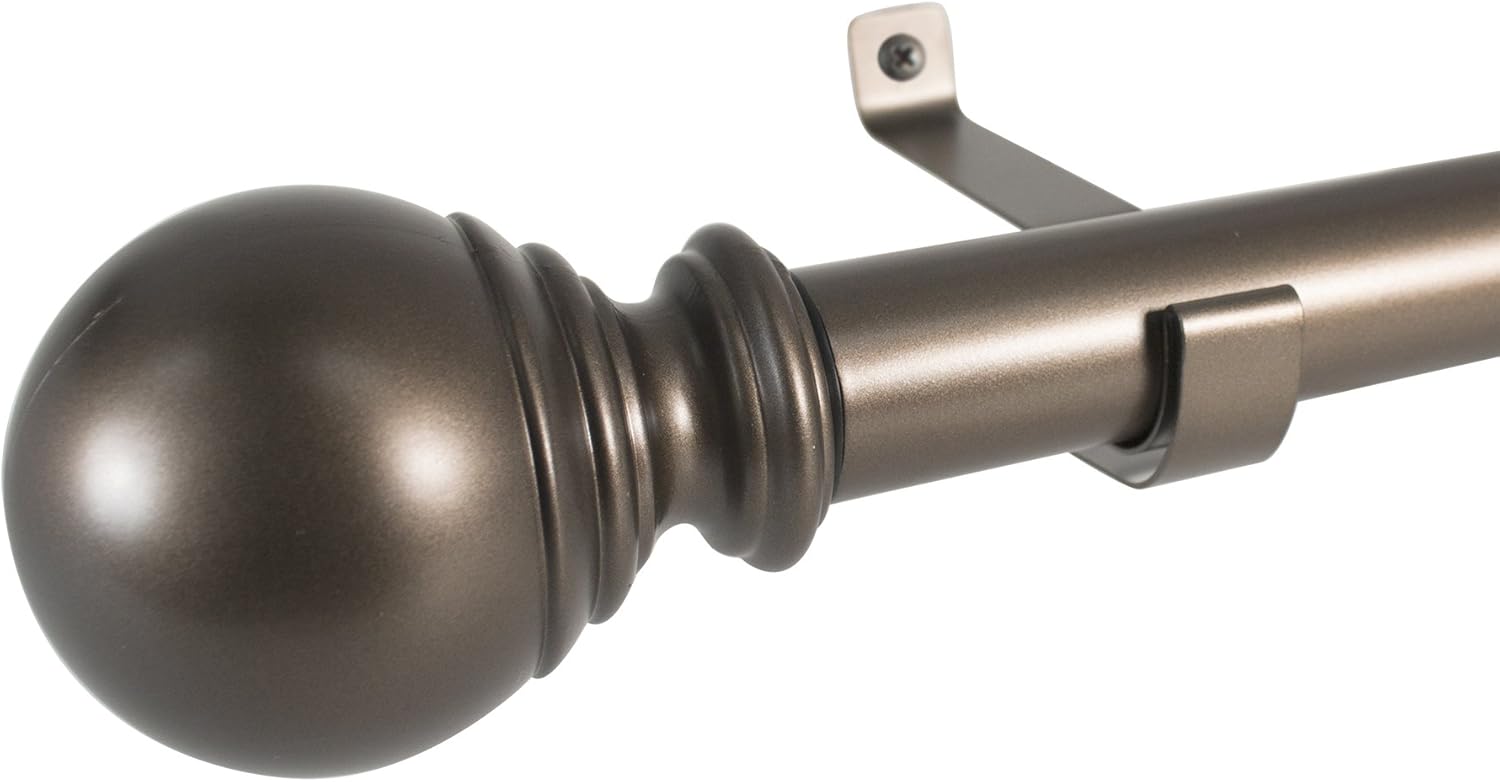 Decopolitan Ball Single Telescoping Drapery Rod Set, Short, Bronze: Home & Kitchen