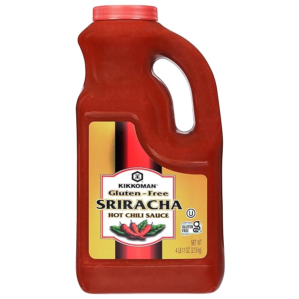 KIKKOMAN GLUTEN-FREE SRIRACHA HOT CHILI SAUCE, ASIAN-STYLE HOT SAUCE – GREAT FOR SANDWICHES, WRAPS, PASTA, NOODLES, SUSHI, POKE – WITH NO ARTIFICIAL COLORS – 4 LB 11 OZ