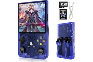 XISKT R36MAX Handheld Game Console,4.0 Inch IPS Screen Linux System with 64GB TF Card,Retro Gaming Console,Retro Game Console for Adults,4000mAh Battery (Blue)
