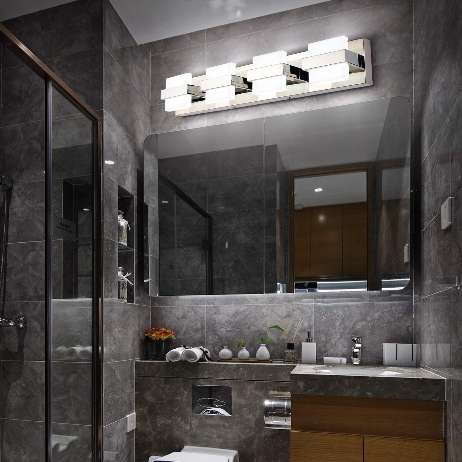 SOLFART Modern 4 Lights LED Vanity Lights for Bathroom Wall Light Fixture Over Mirror - - 