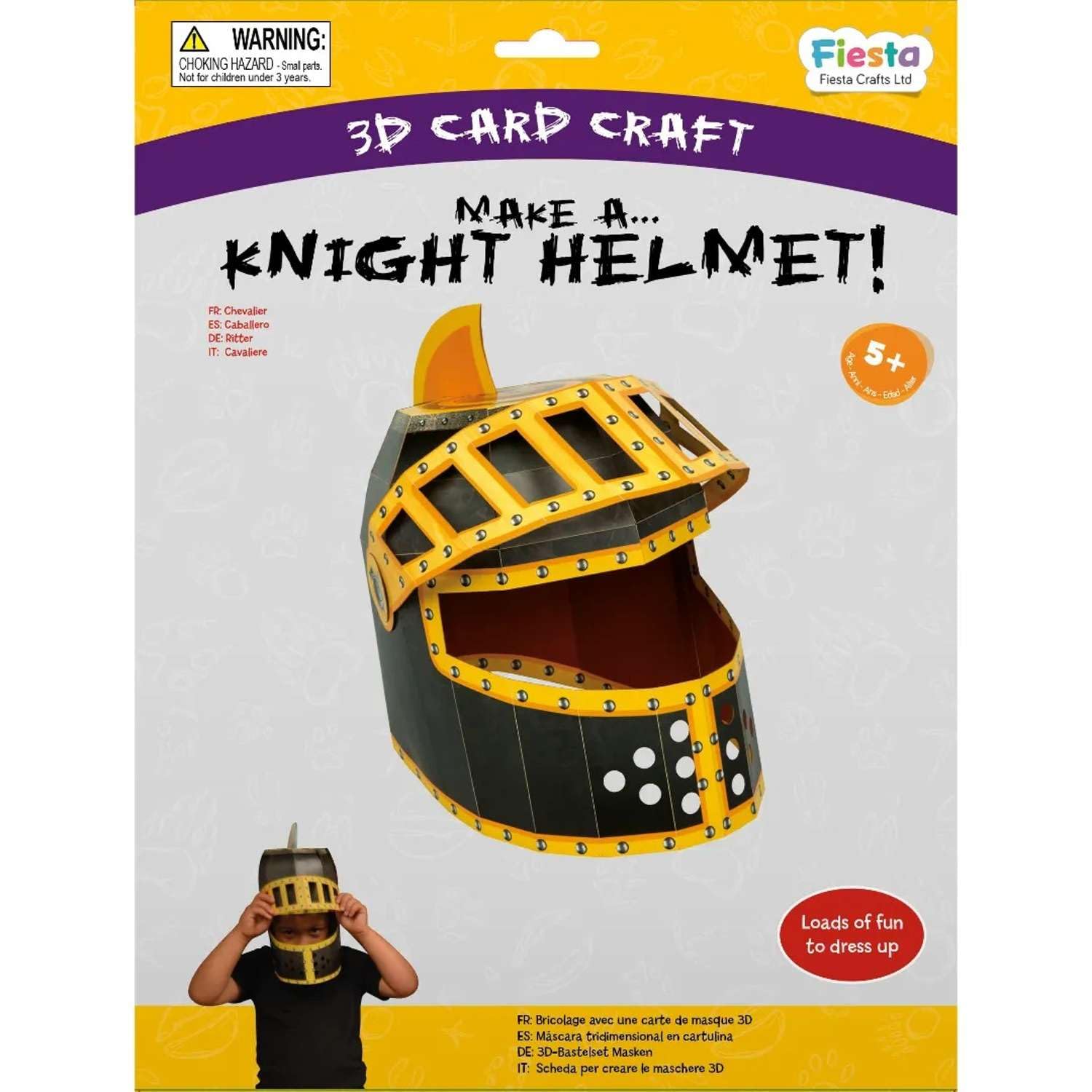 Fiesta Crafts Make a Knight Helmet 3D Mask Card Craft Kit for Kids - DIY Craft and Art Learning Educational Toy for Children Aged 5 Years+