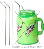 2 JUMBO 14" Stainless Steel 100 oz Straw HUGE SUPER LONG Drinking Wide Insulated Whirley Travel Mug FOAM Truck Stop Cup