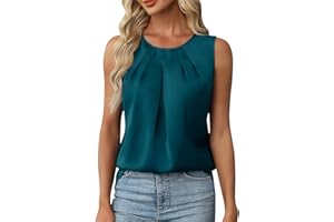 Women Silk Satin Tank Tops Ruched Scoop Neck Casual Camisoles Sleeveless Business Work Blouses Dressy Summer Shirts