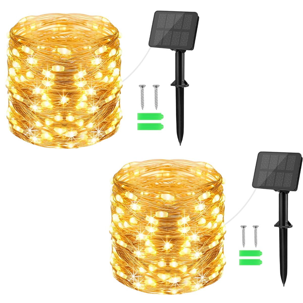 Solar Lights Outdoor Garden,Cshare Total 200LED 2x10M Solar Fairy Lights Copper Wire 8 Modes Waterproof String Lights for Yard,Christmas Tree,Garden,Bedroom,Gate Indoor/Outside Decorations(Warm White) — image 1