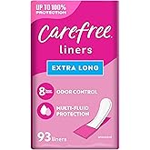 Carefree Light Panty Liners, Extra Long, Wrapped, Unscented, 93 ct