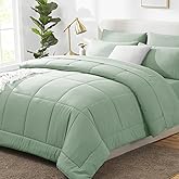 CozyLux Twin XL Comforter Set Sage Green, 5 Pieces Twin Extra Long Bed in a Bag for College Dorm, All Season Bedding Set with Stitch Quilted Comforter, Flat Sheet, Fitted Sheet, Pillowcases