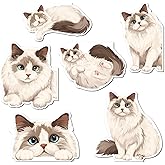 JSRQT 6 Pack Magnetic Bookmark Cat Personalised Book Marks for Book Lovers Women Teachers Student Gifts Cute Animal Themed Magnet Page Marker Clip Inspirational Quotes Funny Printing on 2 Side Reading