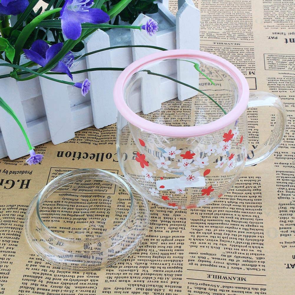 Taza de cristal resistente al calor transparente de 300 ml con tapa de