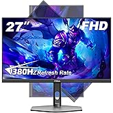 FYHXele 27 inch Gaming Monitor 380Hz, FHD 1080P, 0.5ms Frameless, Ultra Slim Computer Monitor, Height/Pivot/Swivel/Tilt Adjustable Vertical Monitor, Support FreeSync, VESA, DP*2, HDMI*2