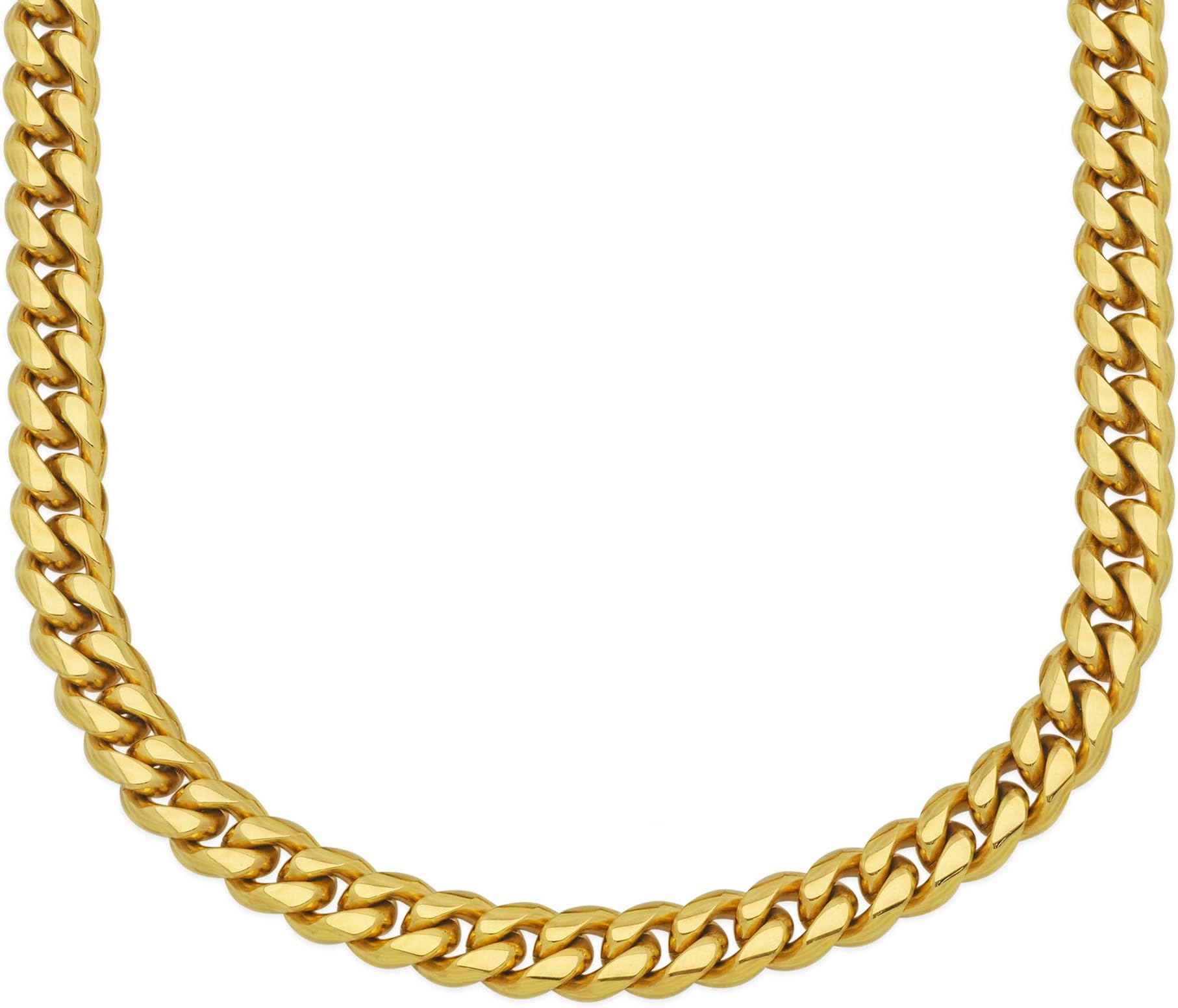 [2-5 Days Delivery] Premium 18KT Real Gold Electroplated Stainless Steel Solid Miami Cuban Link Chain, Secure Box Lock. Widths 6MM, 8MM, 10MM, 12MM, 14MM, 18MM 8", 9", 18", 20", 22", 24", 26", 28", 30" Necklace and Bracelet Sold Individually