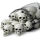 12 PCS Mini Skull Heads, 2 Inch Realistic Plastic Skeleton Skulls for Halloween Decor, Gothic Home Decor, Haunted House Props, DIY Crafts & Party Table Decor
