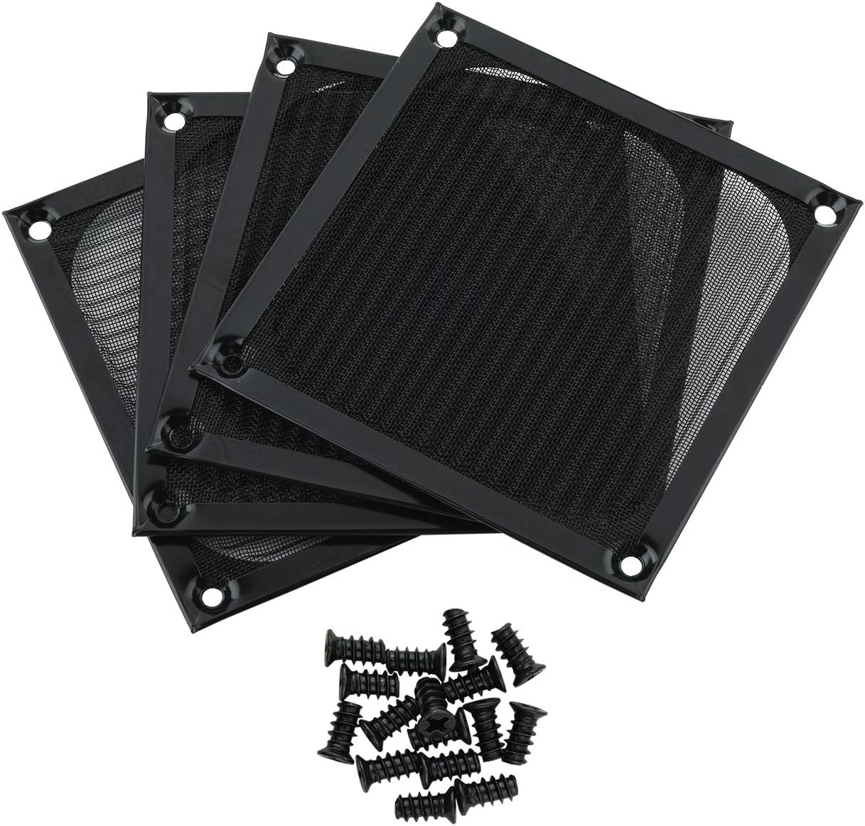 CM 4 Pcs Computer Case Fan Dust Filter PC Mesh Filter Cover Grills, Aluminum Frame Mesh with Screws, 120 mm x 120 mm, Block Color