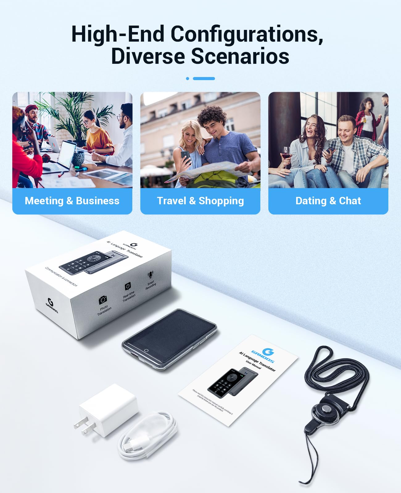 Language Translator Device,AI Inteligente Translator 2025,Support 139 Languages and Accents Portable Instant Translation with 4.1”Screen,Upgraded Chip,16GB Storage Space for Travel Business Learning