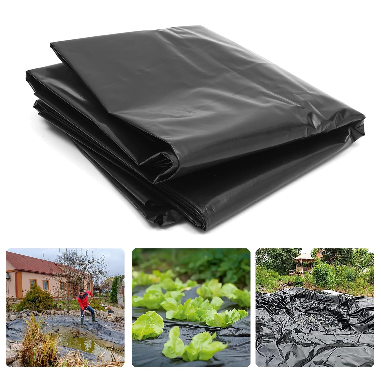 PALUDO 2 X 6M Extra Thick Black Heavy Duty Polythene Sheeting, Plastic Dust Waterproof Sheets, Garden Grow Polythene Cover Sheets, for Gardening Insulation Building Rubble Protection (250Mu/1000G)