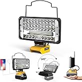 LIVOWALNY Cordless 20V LED Work Light Compatible with Dewalt 20V Max Battery,100W 10000LM 7" Floodlight, LED Flashlights with