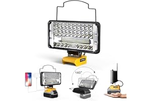 LIVOWALNY LED Work Light Compatible with Dewalt, 100W 10000LM 7" Flood Battery Light, Cordless LED Flashlights with USB & Type-C & Low Voltage Protection & 140° Pivoting Head for Emergency & Job Site