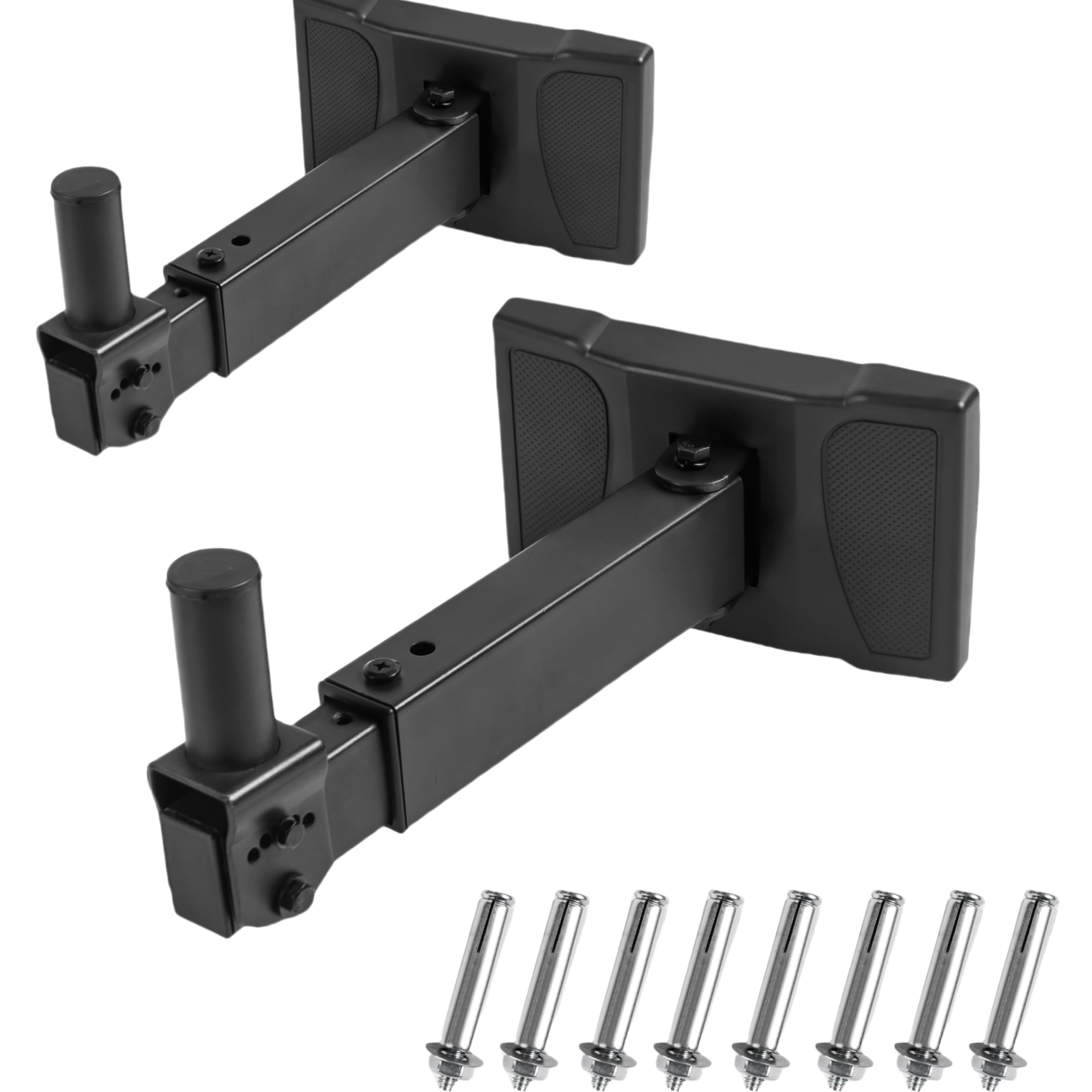 Heavy Duty Adjustable Speaker Mount Brackets - PA Speaker Wall Mount Brackets, Speaker Mounts Holder, Speaker Stand Hold up to 100lbs(2 Packs Black)