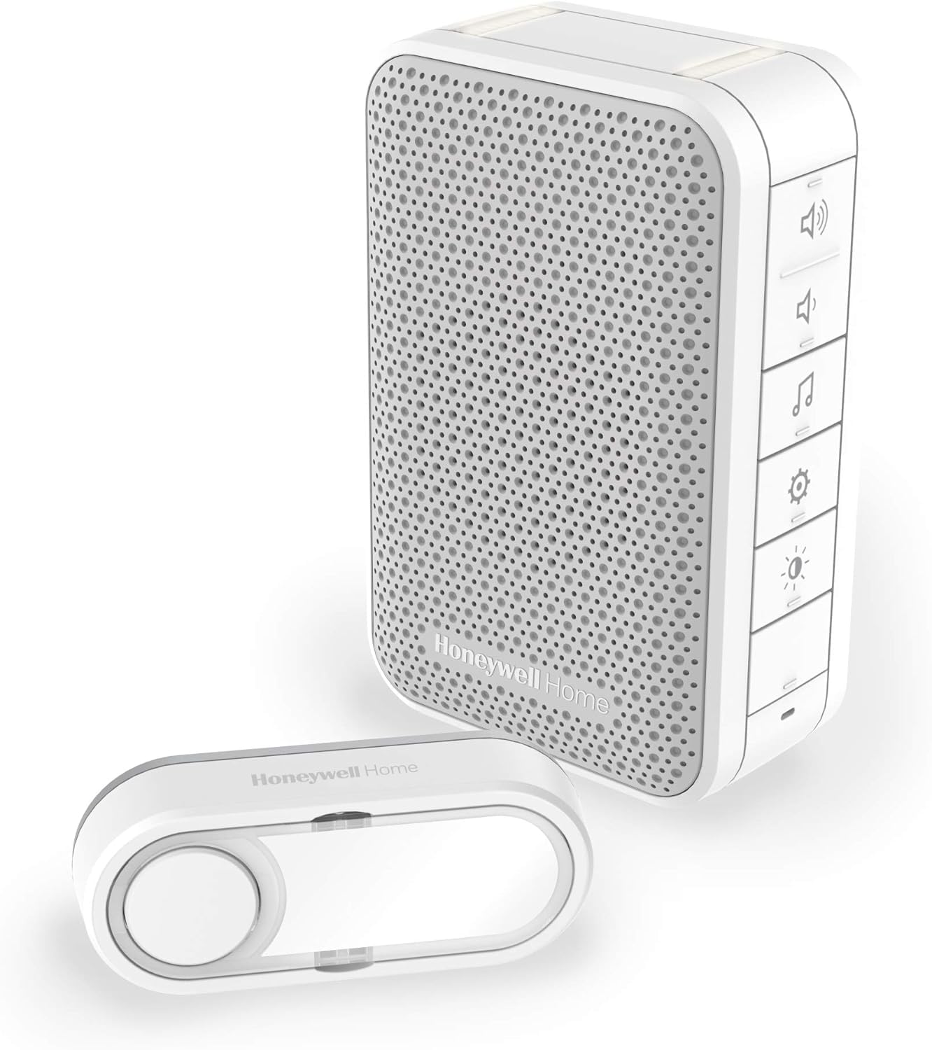 Honeywell Home DC313S Wireless Bell Set, 6 Tones, 84 dB LED Flash Volume Control, White, 150 m